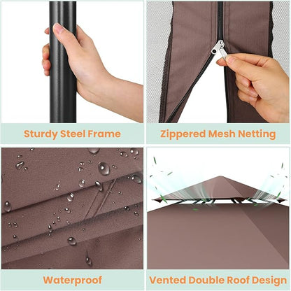 COBIZI Gazebo with Improved Cold-Proof Nettings Winter Gazebos on Clearance Heavy Duty Gazebo Double Roof with Metal Frame Gazebo Tent for Patio, Deck (Frame Thickened)