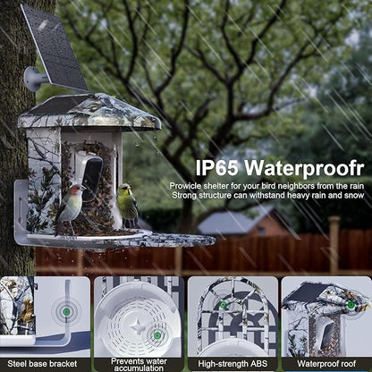 DCT Smart Bird Feeder with Camera: 1080P HD AI Identify 11K+ Species Weatherproof Squirrel Alert APP Control 2-Way Audio for Bird Lovers Garden/Backyard Outdoor Watching Gift