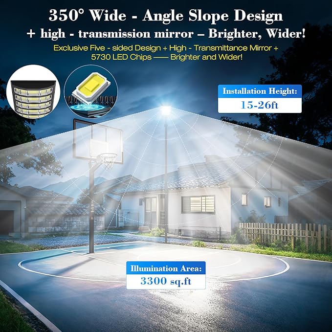 10000W Solar Street Light - 8000K Solar Lights Outdoor IP66 Waterproof,350° Wide Angle Dusk to Dawn,Commercial Solar Parking Lot Lights with Motion Sensor & Remote,LED Flood Light for Yard,Pathway
