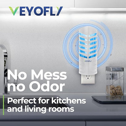 VEYOFLY Fruit Fly Trap Indoor (1 Device + 3 Refills), Gnat Catcher, Plug-in Light Insect Trap for House, Bug Killer