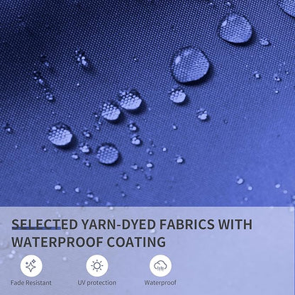 JZAC & QZYD 10 X 13 FT Cantilever Patio Umbrella Outdoor Rectangle Offset Double Top Large Heavy Duty Umbrellas with 360° Rotation for Deck Backyard Garden, Navy
