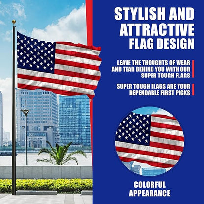Super Tough 12ft x 18ft Nylon American Flag | Embroidered Stars and Sewn Stripes | Brass Grommets | Heavy-Duty Outdoor Flag | Fade Resistant American Flag Made in USA | All Weather Nylon