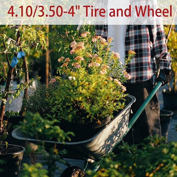Fit Gorilla Carts Wheels 10" No Flat Replacement Wheel, 4.10/3.50-4 Flat Free Solid Tire Compatible with Gorilla Cart,Hand Truck,Garden Cart-5/8 Axle Bore Hole 2.1" Hub (2 Pack)