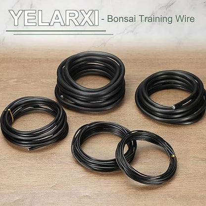 Bonsai Training Wire, 2mm x 16.4 ft Anodized Aluminum Floral Plant Training Wire Bendable Metal Stems Accessories for Gardening Branch Fixing Crafts (Black)