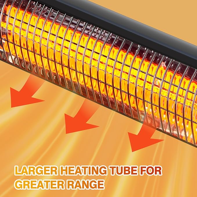 Outdoot Electric Heater, Electric Patio Heater for Outdoor/Indoor Use, Wall Mounted Or Tripod Infrared Garage Heater, 1500W, Remote Control, Black