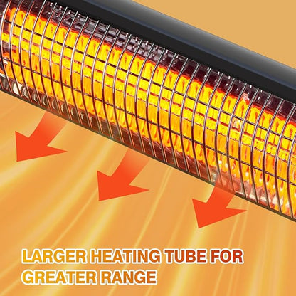 Outdoot Electric Heater, Electric Patio Heater for Outdoor/Indoor Use, Wall Mounted Or Tripod Infrared Garage Heater, 1500W, Remote Control, Black