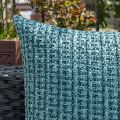 Kevin Textile Outdoor Waterproof Throw Pillow Covers Pack of 2 Farmhouse Decorative Cushion Covers for Garden Patio Tent Balcony Bench Couch Sofa 20x20 Inch, Teal