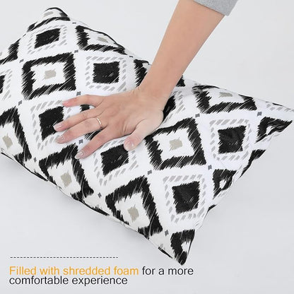 idee-home Outdoor Pillows with Inserts Included, Patio Outside Lumbar Pillows Waterproof Set of 2, 12 x 20 inch