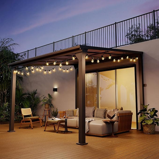 10 * 10FT Pergola,Outdoor Gazebo,Hardtop Lean to Gazebo,Wall Mounted Pergola,Pergolas Gazebos Clearance,Aluminum Frame Pergola,UV Resistant Patio Roof,Patio Awnings for Porch,Lawn,Backyard