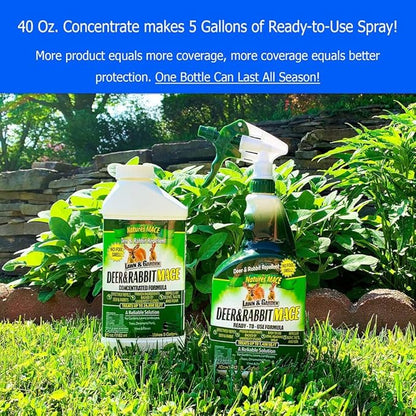 Nature’s MACE Deer & Rabbit Mace, Deer Repellent for Plants, 40 oz Combo Kit, Peppermint Spray, Keeps Deer Off Your Garden, Repel from Home, Safe to Use Around Children, Pets, Plants & Produce