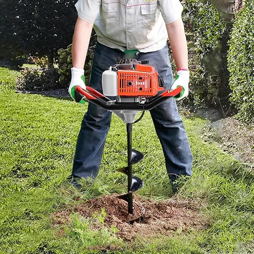 72CC Post Hole Digger, 2 Stroke Auger Post Hole Digger Gas Powered with 2 Augers Drill Bits 6" 8"+1 Extension Rod 31.5", Earth Auger Fit for Farm,Garden