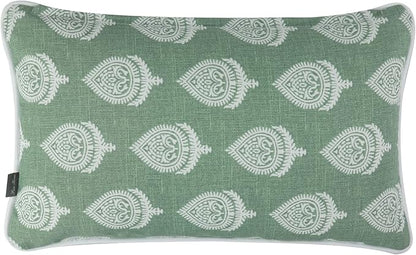 FUNHOME Set of 2 Patio Lumbar Pillows with Insert, 12”x20” Water-Repellent Outdoor Lumbar Pillow, Decorative Garden All Weather Lumbar Cushions for Home Patio Coach Sofa Use-Fair Green