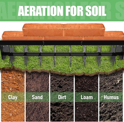 35" Tow Behind Aerator, 8 Disk Tractor Friendly Lawn Aerator, Manual and Universal Hitch, for All Soil Types, Perfect for Farm Planting and Rolling Aeration