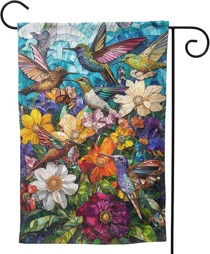 Hummingbird Garden Flag Small Flag Vertical Double Sided Outdoor Yard Flags 12.5x18 Inch for Decorative House Lawn
