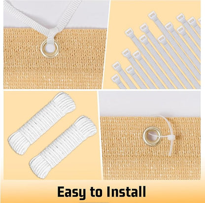 SUNNY GUARD Shade Cloth Custom Size 9x16 FT Sun Shade Screen Fabric Shade Cover Tarp with Grommets for Pergola Backyard Garden, Sand(We Customized)