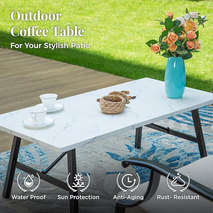 Patio Furniture Set 6 pcs, Outdoor Patio Furniture, 3-Seat Sofa, 2 Rocking Chairs, 2 Ottomans, Coffee Table and 5.75" Extra Thick Cushion, Patio Conversation Set for Backyard Deck,Beige
