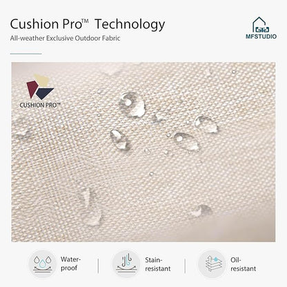 MFSTUDIO Outdoor Patio Furniture Set, 2 Piece Rattan Wicker Outdoor Ottoman, Metal Patio Ottoman for Garden Backyard