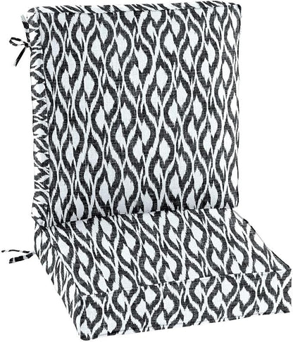 BrylaneHome Bh Outdoor Performance 2-Section Deep Seating Cushion - Black Ikat