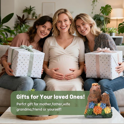 Solar Capybara Parent and Child Statue Light, Weatherproof Resin Family Garden Decor Auto On/Off - Warm Glow for Pond Patio,Family Gardens & Housewarming