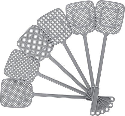 MR.SIGA Heavy Duty Long Handle Fly Swatter, Gray, 6 Pack