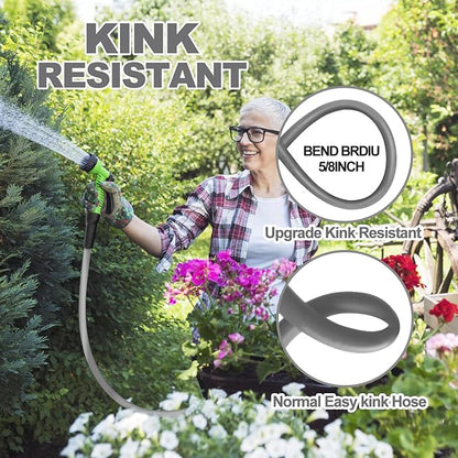 YOTOO Heavy Duty Hybrid Garden Water Hose 5/8-Inch by 50-Feet 150 PSI Kink Resistant, Flexible with Swivel Grip Handle and 3/4" GHT Solid Brass Fittings, Gray