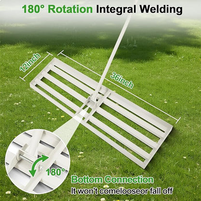 36"x12" Lawn Leveling Rake Heavy-Duty Galvanized Steel Lawn Leveler with an Adjustable 78'' Extra Long Handle Lawn Leveling Tool for Yard,Backyard,Garden,Golf,Farm,Pasture (36"x12")