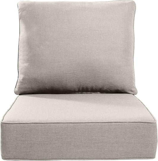Luxury 24x24x6 Inch Outdoor Cushions - Water&UV&Fade Resistant 1 Set Zippered Patio Chair Back&Seat Cushion for Rattan Dining Rocking Swivel Chairs Loveseat Couch Sectional Sofa - Beige
