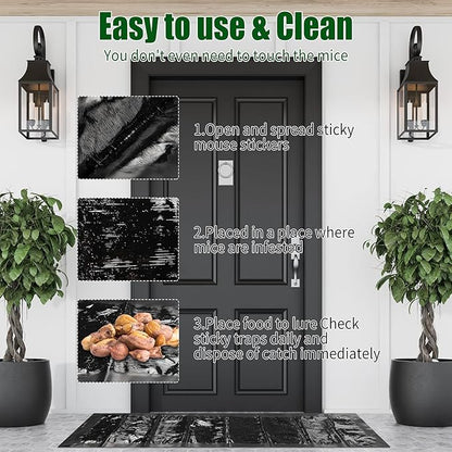 Qualirey 8 Pcs 47 Inch Ultra Large Sticky Mouse Glue Traps Sticky Rat Trap That Work for Rats Roaches Rodents Heavy Duty Pre Baited Mats Indoor Outdoor Catch Pest (Black)