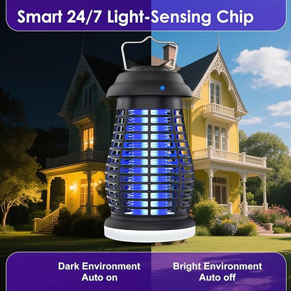 Bug Zapper Outdoor & Indoor Cordless Mosquito Zappers with Rechargeable 4800mAh Battery & Camping Light Electric Fly Trap for Patio, Kitchen, Backyard and Garden Portable Gnat Killer