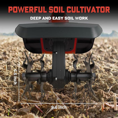 Cordless Tiller Cultivator for Milwaukee 18V Battery(Tool Only),Brushless Motor,Electric Garden Tiller w/360 RPM, 9In Tilling Width and 6.6In Depth Garden Rototiller for Lawn/Soil Cultivation