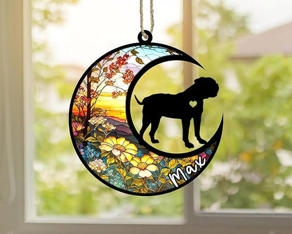 Personalized Dog Memorial, Custom Name American Bulldog Dog Christmas Ornament with Name, Custom Breeds, Pet Loss Light Catcher, Gifts for Lovers Loss of Pet Sympathy on Mothers Day Christmas