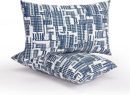 Outdoor Lumbar Pillows Waterproof Covers 2 Pack 12×20 Inch, Decorative Toss Pillows Covers, Rain-Proof, Fade Resistant for Patio Furniture, Sofa, Couch, Garden