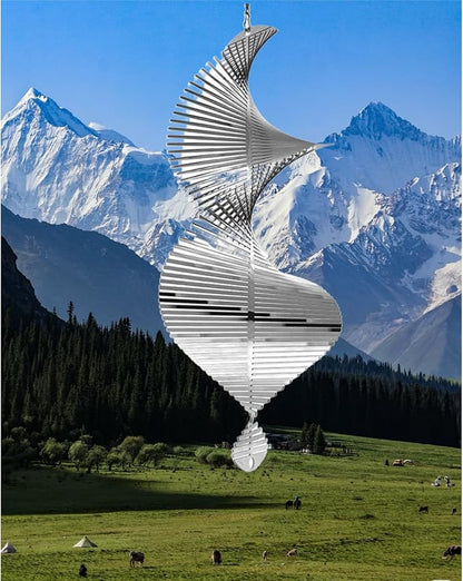 Wind Spinner for 15in Hanging Kinetic Yard Art Wind Sculpture,3D Wind Spinners Outdoor & Indoor Helix GardenDecor Christmas Ornaments.Hanging Wind Spinners Stainless Steel Metal Outdoor Garden Decor