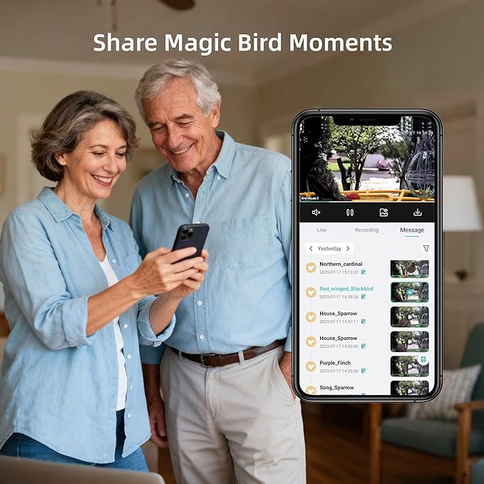 Bird Feeder with Camera, Smart Bird Cam with AI Identify BirdSpecies, Auto Record BirdVideo, Instant Notifications, 2K Video Live Stream Camera with Solar Panel for Birds Lover