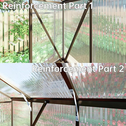 CQZY 8x10 FT Greenhouse for Outdoors, Polycarbonate Greenhouse with Quick Setup Structure and Roof Vent, Aluminum Large Walk-in Green House for Outside Garden Backyard,Dark Gray