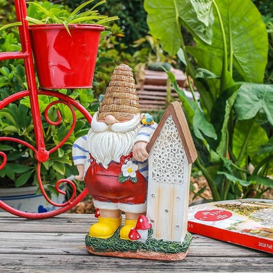 Topadorn 11" Resin Gnome Statue - Outdoor Decorative Garden Gnome Sculpture for Home, Yard, and Patio Decor