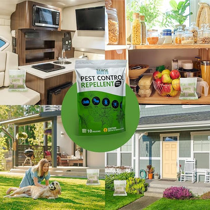 Pest Control Pouches, Rodent Repellent, Mouse Repellent, Peppermint Oil to Repel Ants, Spiders, Roaches, Moths & Other Pests, Mice Repellent Indoor All Natural Safe for Kids & Pets-10 Pouches