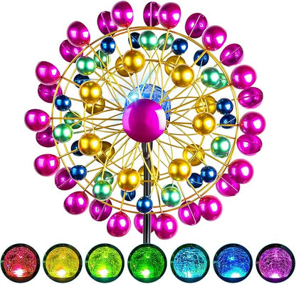 Large Wind Spinners Outdoor Solar Garden Decor Light - Unique Ferris Wheel Shaped Colorful Windmill, Durable Waterproof Design for Garden, Lawn, Patio
