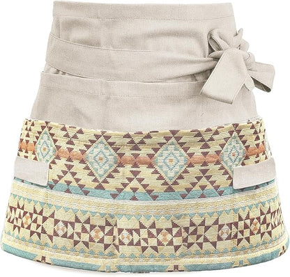 Garden Apron for Woman, Serve Apron Cute, Flora Half Apron with 8 Pockets, Valentines Gift for Mom Wife Girlfriend