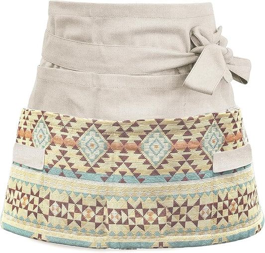 Garden Apron for Woman, Serve Apron Cute, Flora Half Apron with 8 Pockets, Valentines Gift for Mom Wife Girlfriend