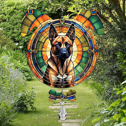 Belgian Malinois Dog Ears Wind Spinner, Belgian Malinois Wind Spinner Hanging for Yard and Garden V02
