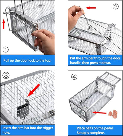 Gingbau 2-Pack Rat Traps Humane Live Chipmunk Cage Traps