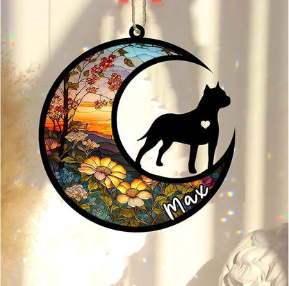 Personalized Dog Memorial, Custom Name American Staffordshire Terrier Dog Christmas Ornament, Custom Breeds, Pet Loss Light Catcher, Gifts for Lovers Loss of Pet Sympathy on Mothers Day Christmas