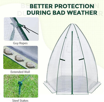 EAGLE PEAK Portable Mini Dome Greenhouse with Zippered Door and Mesh Window, Outdoor Mini Hexagon Greenhouse Kit for Indoor Outdoor Gardening 63”x63”x72”, Agricultural Bubble Film Cover
