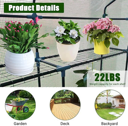 Greenhouse for Outdoors,Walk in 3-Tier 6 Shelves Green House w/ Roll-Up Zippered Door Anchors and Ropes,Waterproof & UV Protected Plant Garden Hot House for Garden Patio Backyard,57 x 57 x 76''