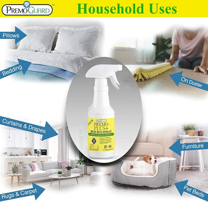 Premo Plus+ Bed Bug Spray Extra Strength – 32 oz – Fast Acting Bed Bug Treatment & Killer – Stain & Scent Free – Child & Pet Safe – Powerful New Stronger Formula – Natural with No Harmful Chemicals