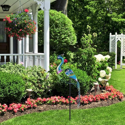 hogardeck Garden Decor for Outside, 48" Metal Peacock Garden Stake with Rocking Motion for Yard Art, Heavy-Duty Balancing Kinetic Wind Sculpture for Lawn Porch Outdoor Decorations