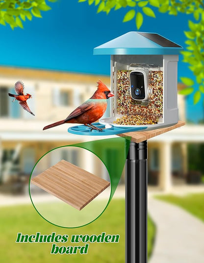 XDW-GIFTS Bird House Pole, 1 Pack 76 Inch Metal Bird Feeder Pole for Outdoor, with 5-Prong Heavy Duty Base for Birdhouse Mounting, Weather Station