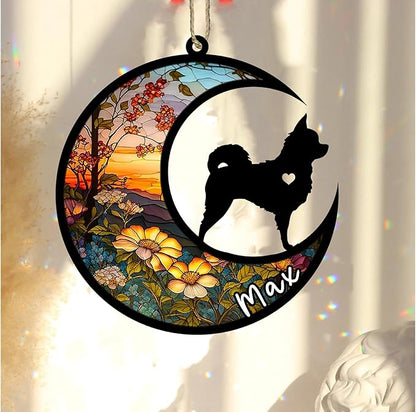 Personalized Dog Memorial, Custom Name Chihuahua Long Haired Dog Christmas Ornament with Name, Custom Breeds, Pet Loss Light Catcher, Gifts for Lovers Loss of Pet Sympathy on Mothers Day Christmas