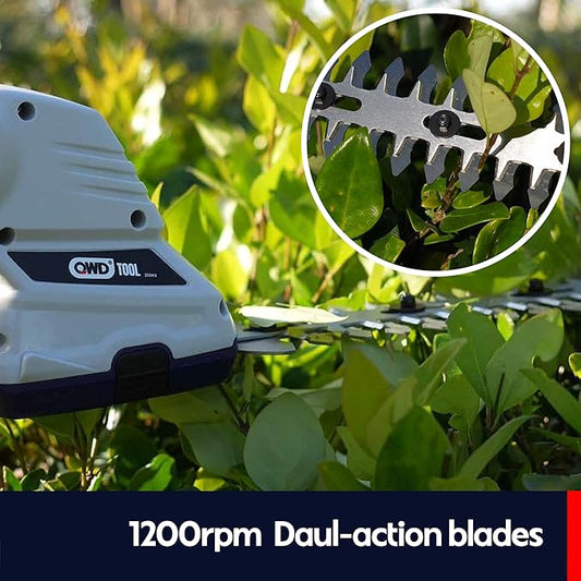 QWD Cordless Hedge Trimmer 7.2V, 4" Cordless Shear and 8" Shrubber Trimmer, 2 in 1 (Type-C) for Garden, Lawn.